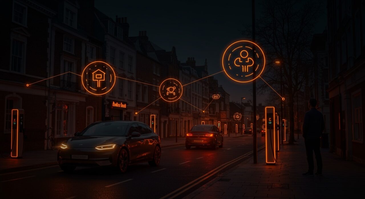 Vehículos eléctricos en UK avanzando en movilidad sostenible con infraestructura de carga innovadora y tecnología automotriz de punta.