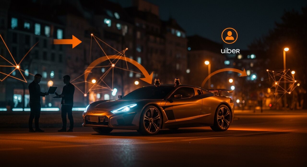 Robotaxi autónomo en Zagreb impulsado por la startup Verne con apoyo de Uber y Rimac, representando innovación en movilidad autónoma y alianzas globales.