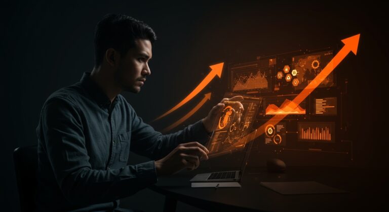 Emprendedor utilizando software vertical SaaS para control de plagas, destacando innovación y automatización en el mercado startup.