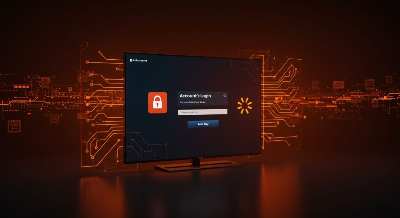 Smart TV Vizio mostrando pantalla de cuenta Walmart, representando integración retailtech y publicidad digital con enfoque en privacidad.