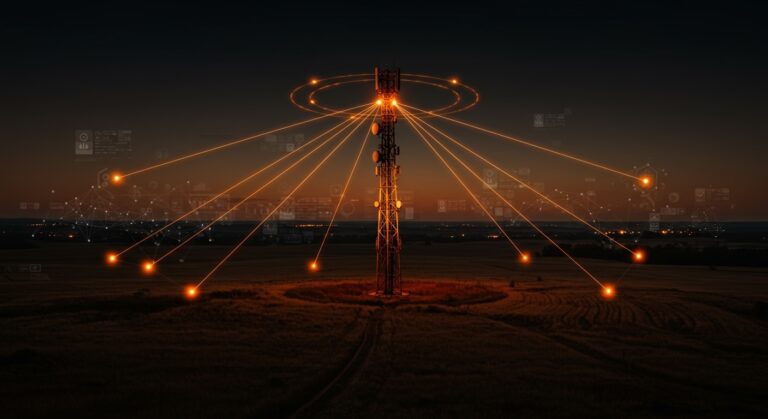 Conectividad rural mediante satélites LEO para torres 4G/5G remotas con tecnología Vodafone y Amazon Leo.