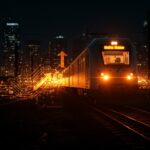 Tren eléctrico moderno en electrificación ferroviaria sostenible impulsado por innovación y financiación startup.