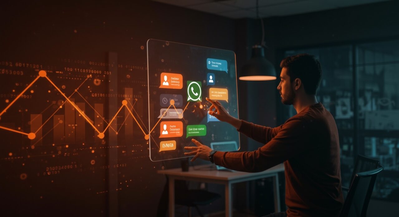 Startup founder using WhatsApp AI-powered automated responses to enhance customer service and boost sales in Latinoamérica.