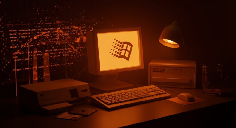 Interfaz histórica de Windows 1994 en uso en 2026, ilustrando el legado del software legacy y evolución tecnológica.