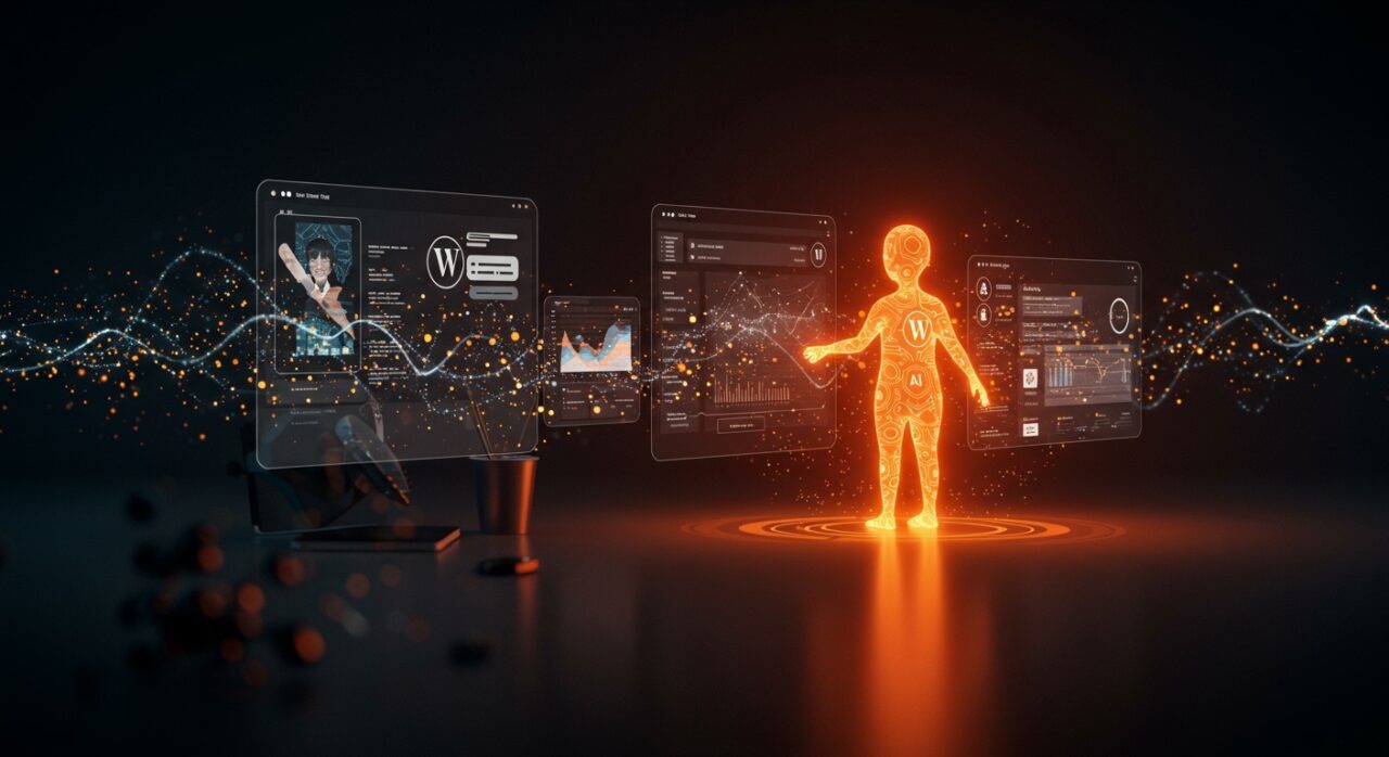 Agente de IA gestionando contenido y sitios web en WordPress con automatización de inteligencia artificial en 2026.