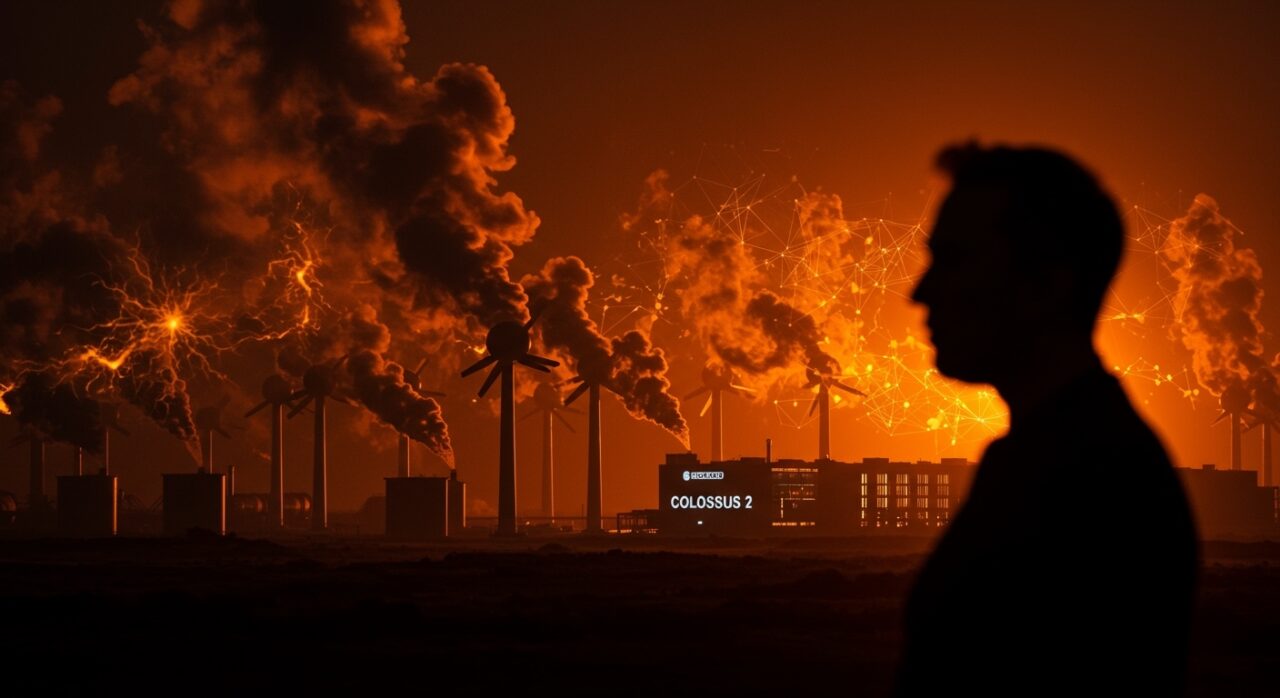 Centro de datos Colossus 2 con 41 turbinas de gas metano de xAI en Mississippi y el impacto ambiental de la inteligencia artificial.