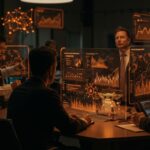 Wall Street bankers entrenando la IA financiera Grok de xAI en una escena futurista con interfaces digitales, representando la innovación fintech de Elon Musk.