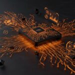 Dispositivo de inteligencia artificial MiMo-V2-Pro de Xiaomi con patrones neuronales y ecosistema integrado, destacando innovación y tecnología avanzada.
