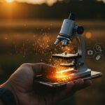 Smartphone transformado en microscopio portátil para diagnóstico médico rural impulsado por startup de la UCSM en el sector healthtech peruano.