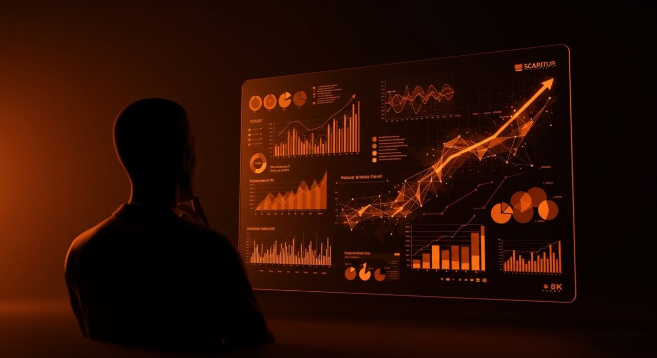 Fundador contemplando datos de inteligencia artificial y financiamiento, ilustrando lecciones clave en fundraising y cierre de startup en LATAM.