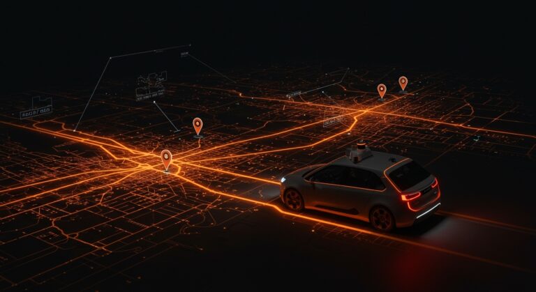 Robotaxi autónomo de Zoox mapeando Dallas y Phoenix, representando la expansión y tecnología de movilidad autónoma de Amazon.