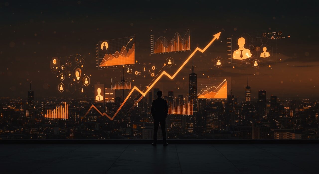 Rotación ejecutiva en el S&P 500 en 2025 con oportunidades para founders B2B en ventas y talento, destacado con metáforas visuales de liderazgo y tendencias corporativas.