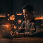 Founder utilizando fórmulas de Excel para automatización de KPIs y análisis de datos en una startup tecnológica.