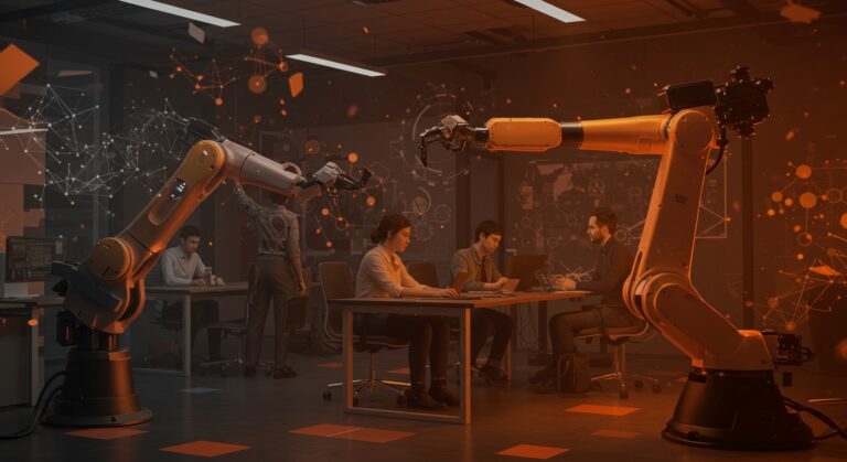 Robótica industrial y automatización en empresas españolas con startups innovadoras en robótica y IA industrial.