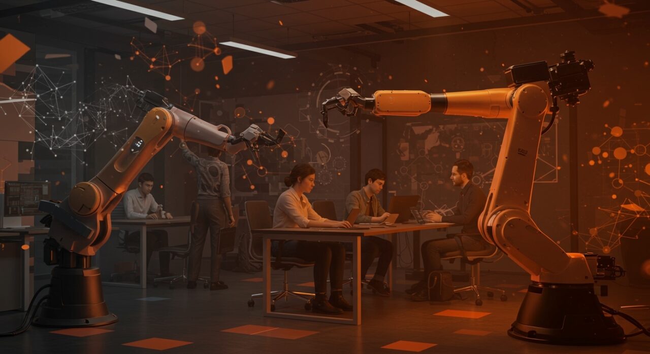 Robótica industrial y automatización en empresas españolas con startups innovadoras en robótica y IA industrial.