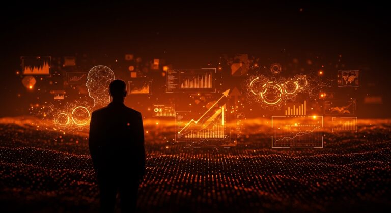 Oportunidades para startups en despidos tech 2026 por IA, mostrando profesional senior y automatización en contexto tecnológico.