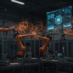 Fábrica multi-robot automatizada con inteligencia artificial unificada impulsada por Accenture y General Robotics para la manufactura avanzada.