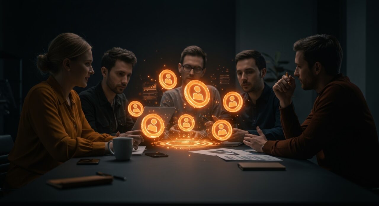 Grupo de emprendedores usando acciones fantasma para retener talento clave sin diluir equity en startups.