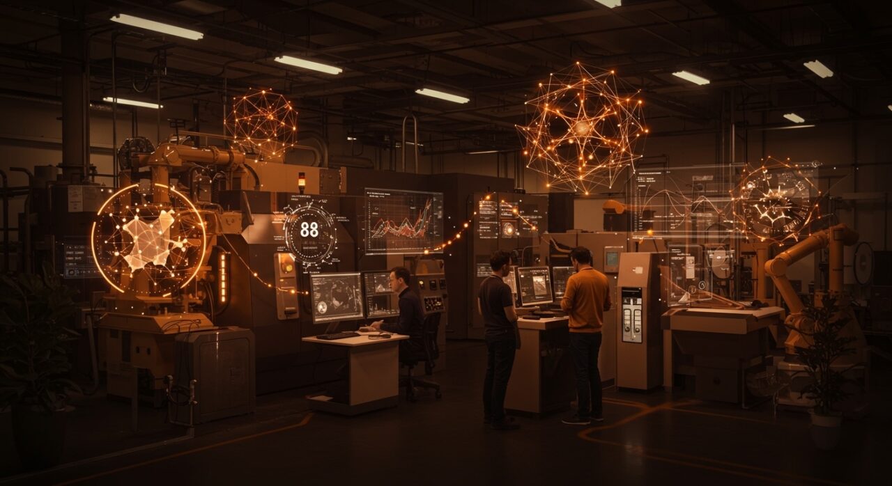 Profesionales y empresas industriales en Barcelona representando Advanced Factories 2026 e Industria 4.IA en un entorno innovador de startups y automatización industrial.