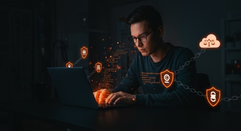 Fundador de startup SaaS evaluando riesgos legales de licencias AGPLv3 y badgeware de OnlyOffice en entorno tecnológico.