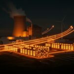 Instalación de baterías para almacenamiento energético en planta nuclear Grohnde, simbolizando la transición energética y oportunidades para startups cleantech en Europa.