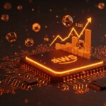 Microchip futurista de Amazon AWS Graviton Trainium con representaciones visuales de inteligencia artificial y crecimiento en infraestructura cloud para startups.