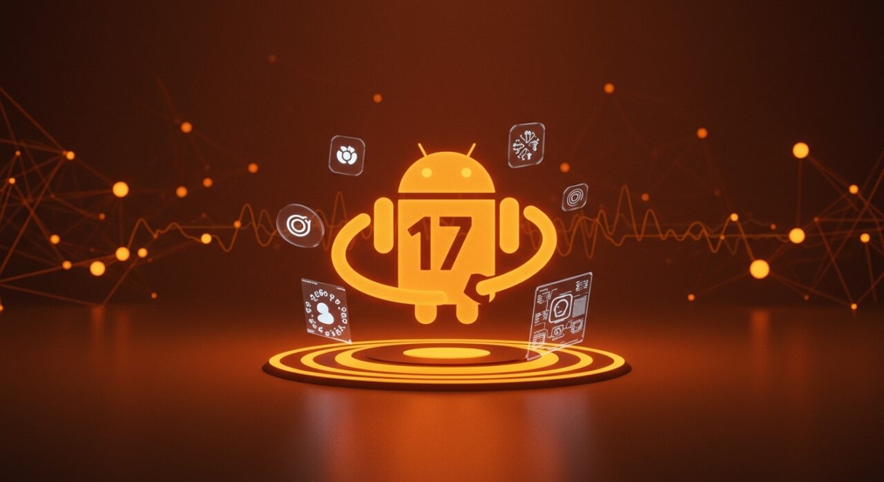 Visual futurista de Android 17 con novedades tecnológicas, doble ciclo anual, mejoras en gaming y convergencia con Chrome OS para 2026.