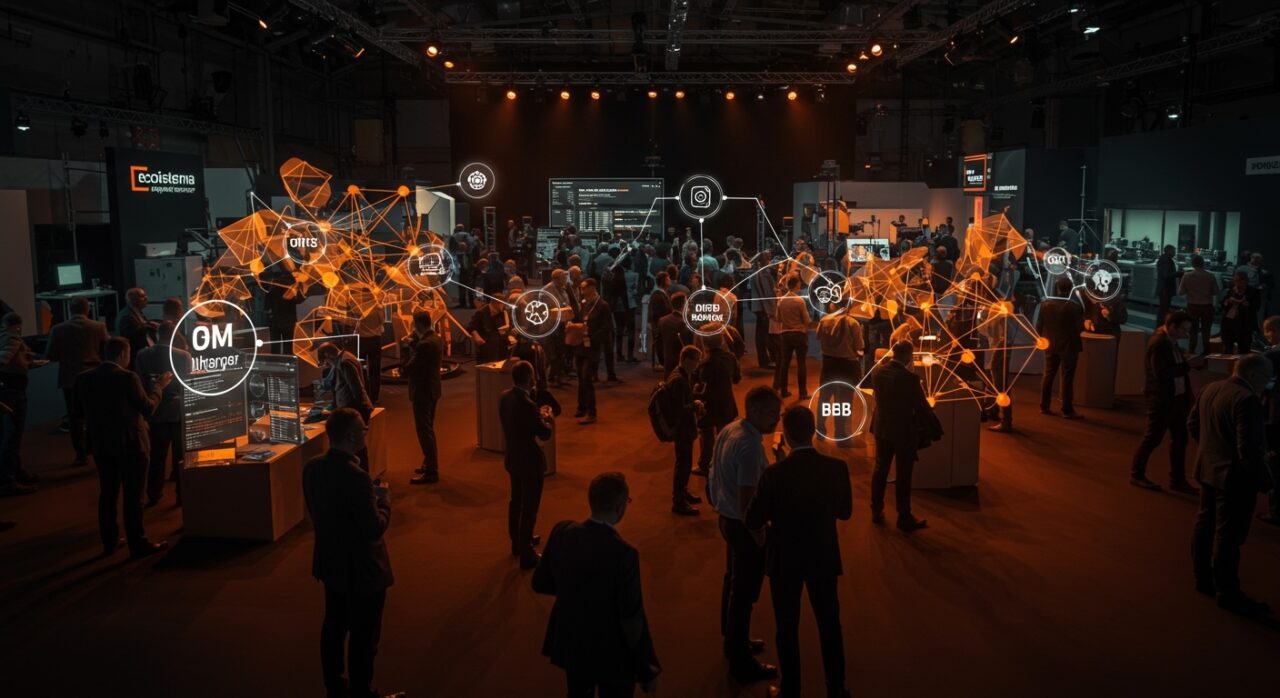 Reunión de líderes industriales en ANEXPO 2026 en Europa, destacando automatización industrial y MRO con networking B2B.