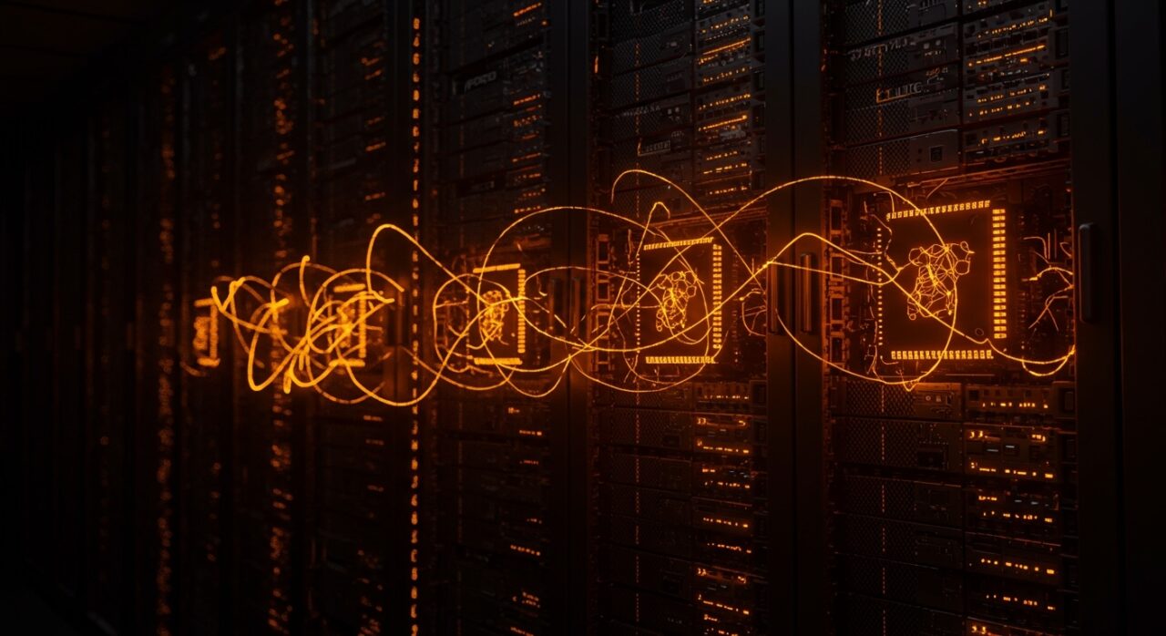 Chips de IA propios de Anthropic en hardware futurista, simbolizando independencia tecnológica y evolución en infraestructura para inteligencia artificial.