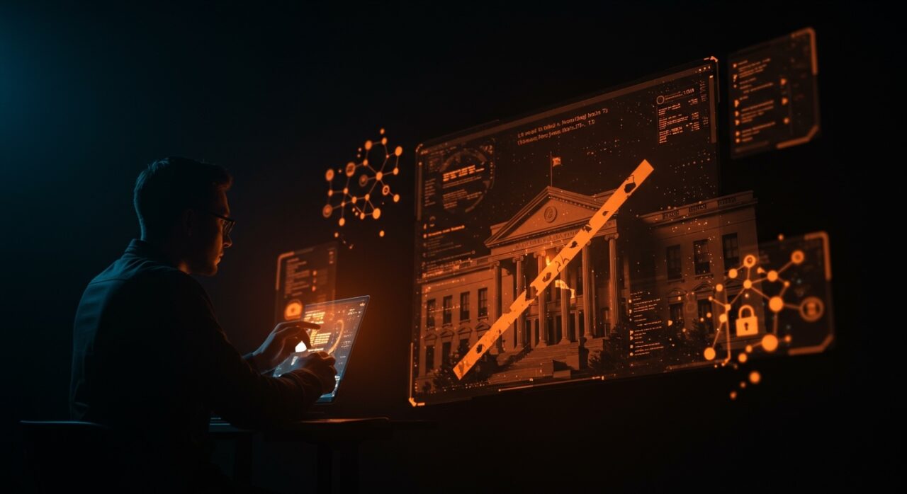 Imagen simbólica de vulnerabilidades en software IA descubiertas por Anthropic Mythos y el bloqueo de acceso de agencias federales como CISA, relevante para startups de ciberseguridad.
