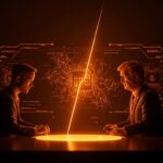 Conflicto visual entre Anthropic y Donald Trump representando un enfrentamiento en IA y ciberseguridad en el ecosistema startup.