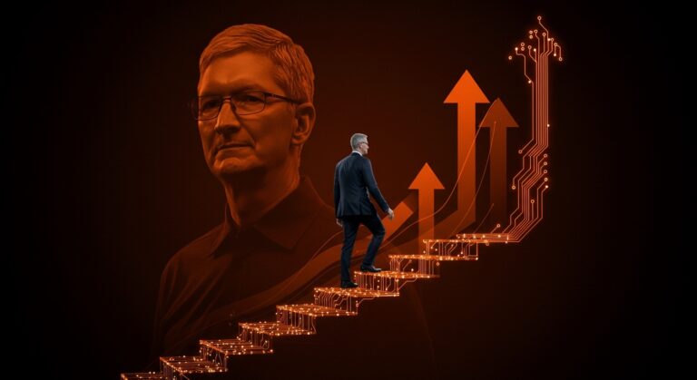 John Ternus as nuevo CEO de Apple ascendiendo, representando la sucesión tecnológica y liderazgo en startups en 2026.