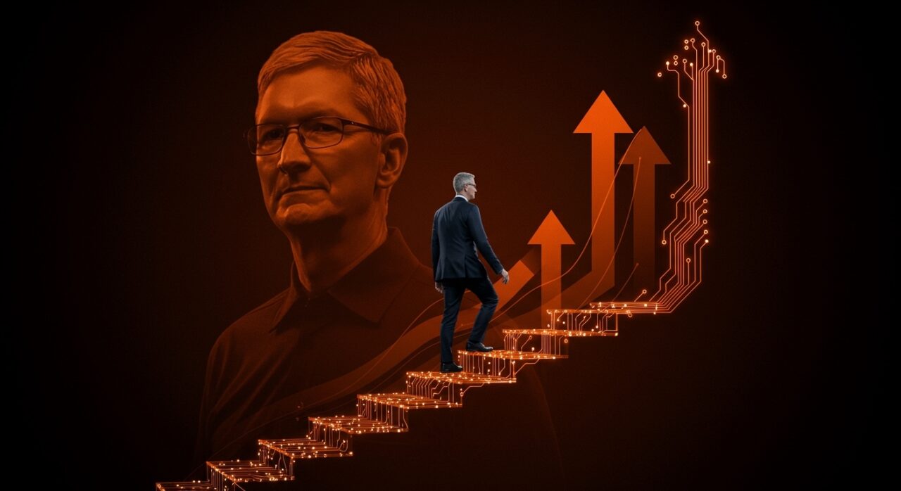 John Ternus as nuevo CEO de Apple ascendiendo, representando la sucesión tecnológica y liderazgo en startups en 2026.