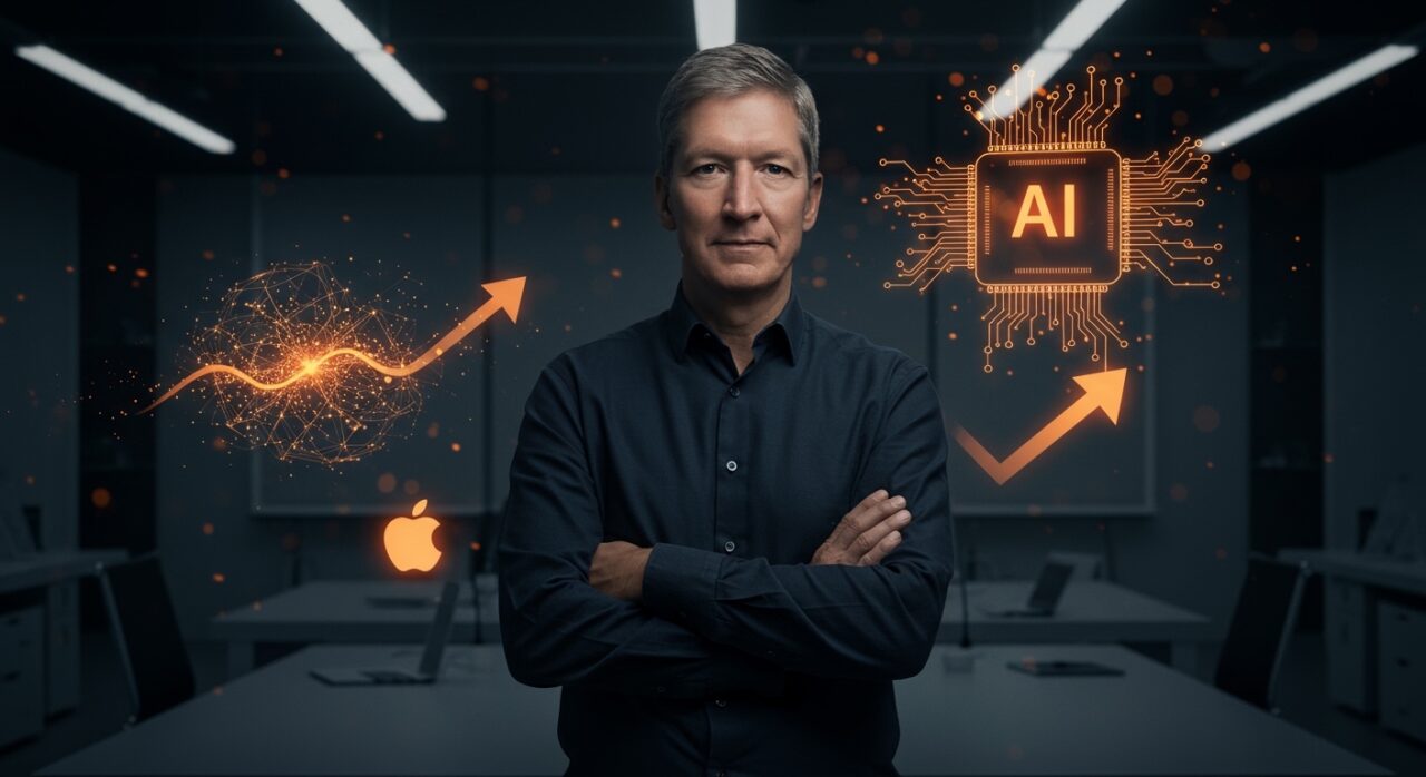 Cambio de CEO en Apple con John Ternus liderando la era de IA on-device tras la salida de Tim Cook.