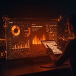 Interfaz digital avanzada mostrando métricas de apps fitness en crecimiento dentro del mercado de salud digital 2026.