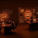 Startup Arcee AI desarrollando un modelo LLM open source de 400B parámetros que supera a Llama, simbolizando innovación en inteligencia artificial y competencia en el ecosistema tecnológico.