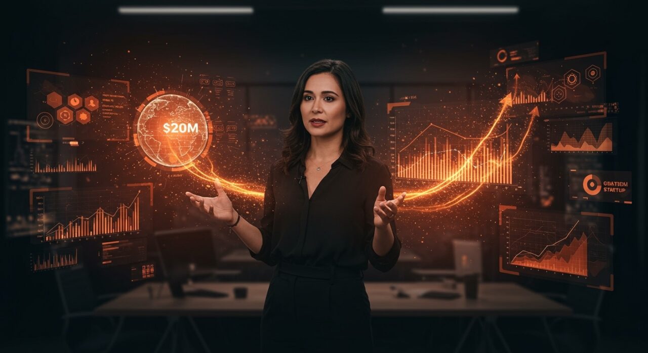 Cathie Wood liderando inversión de $20M en startup de gamificación, simbolizando financiamiento y crecimiento en startups en 2026.