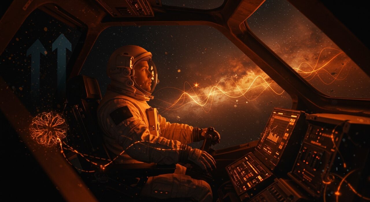 Astronauta líder simbolizando liderazgo, resiliencia e inspiración emprendedora en la misión Artemis II para startups.