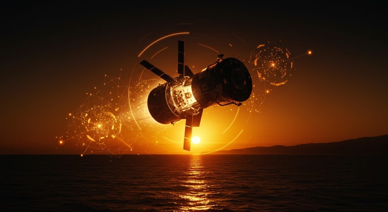 Capsula Orión amerizando en San Diego en la misión Artemis II, representando la innovación y la exploración espacial tras 50 años.