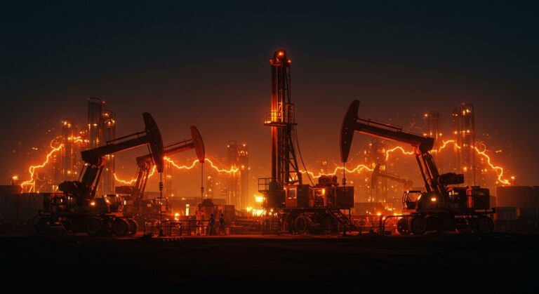 Automatización y electrificación en Vaca Muerta mostrando maquinaria avanzada y tecnología eficiente en la industria shale argentina.