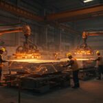 Automatización industrial en la industria de la piedra con tecnología avanzada mejorando productividad y seguridad laboral.