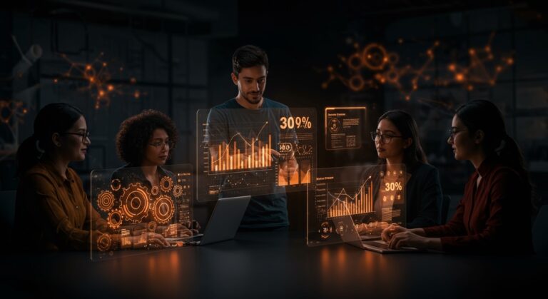 Fundadores hispanos usando herramientas low-code para automatizar procesos y reducir errores humanos un 30% en startups.