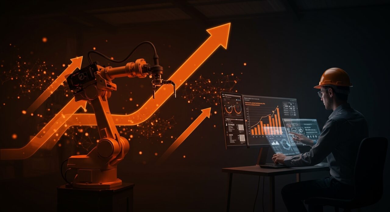 Automatización industrial reduciendo errores y aumentando productividad en startups con tecnología IA y transformación digital.