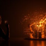 Automatización y empleo en transformación digital representados por colaboracion entre humanos y tecnología en el entorno laboral startup.