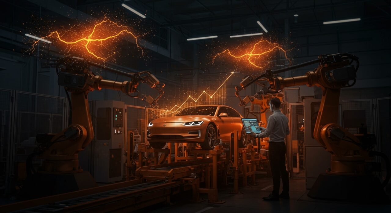 Robótica y automatización en la industria automotriz con inversión tecnológica y uso de IA en 2026.