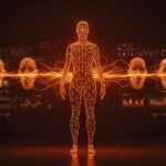 Avatares digitales de inteligencia artificial representando la clonación humana y transformación empresarial en el ecosistema startup LATAM.