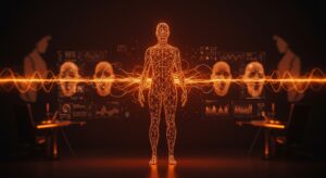 Avatares digitales de inteligencia artificial representando la clonación humana y transformación empresarial en el ecosistema startup LATAM.