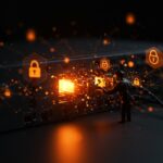 Backdoors en equipos de red Cisco y Fortinet representados visualmente con metáforas de vulnerabilidades y amenazas en ciberseguridad para startups.