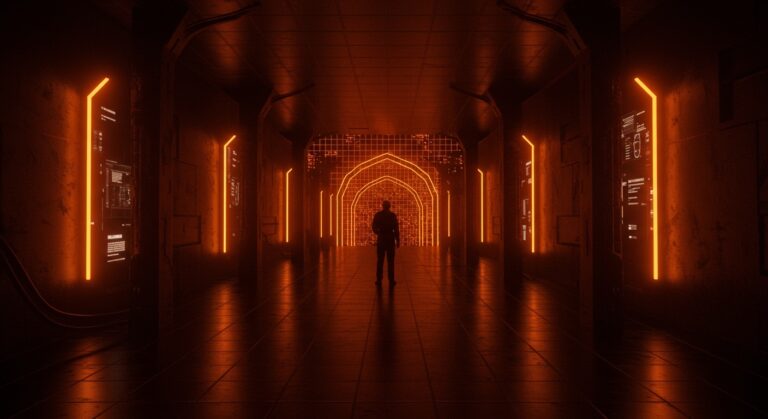 Representación visual de la alienación laboral y cultura digital a través del concepto Backrooms y el gótico institucional en espacios laborales tech.