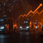 Flota de robotaxis autónomos de Baidu paralizados en Wuhan con un fundador analizando riesgos tecnológicos, destacando desafíos de movilidad autónoma y regulación en startups.